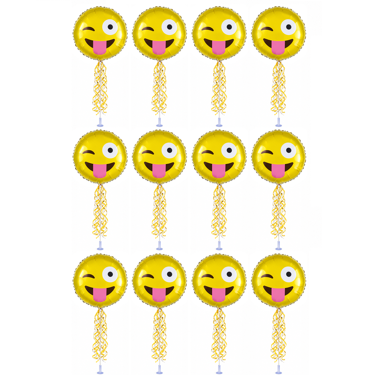 PMU 9 inch Pre-Inflated Emoji and Patriotic Balloons with Stick