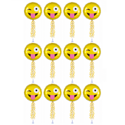 PMU 9 inch Pre-Inflated Emoji and Patriotic Balloons with Stick