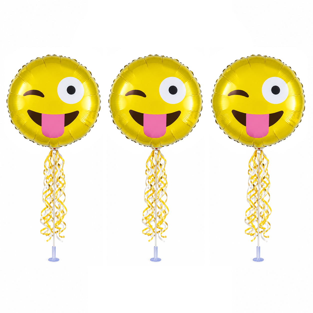 PMU 9 inch Pre-Inflated Emoji and Patriotic Balloons with Stick