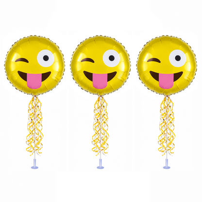 PMU 9 inch Pre-Inflated Emoji and Patriotic Balloons with Stick