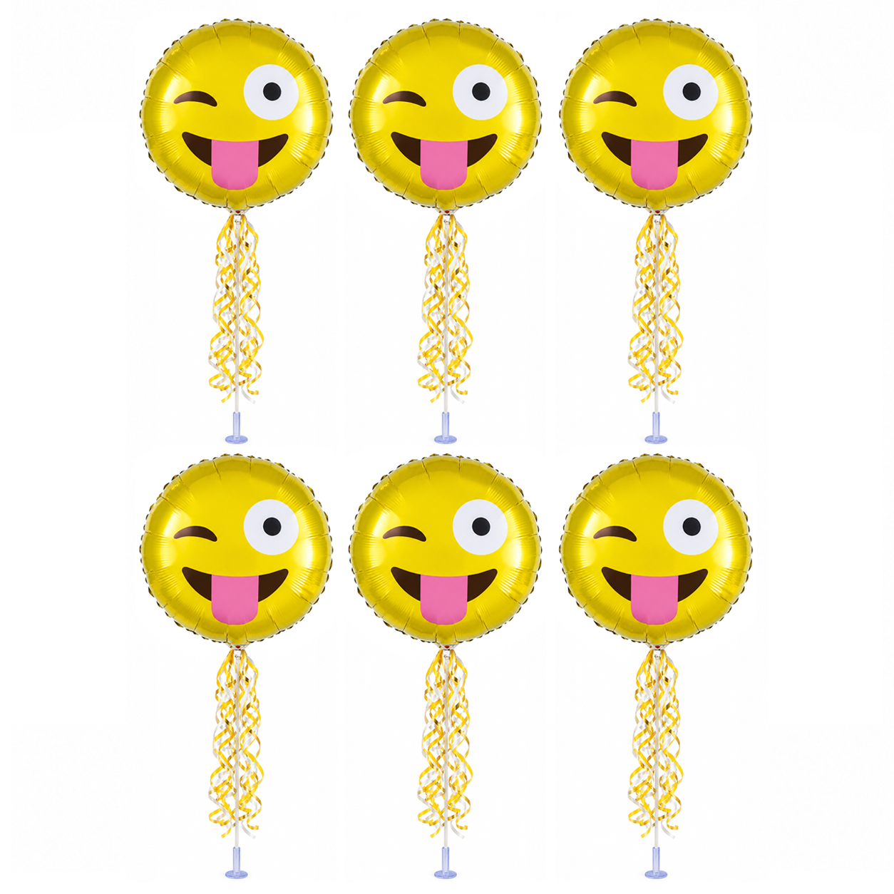 PMU 9 inch Pre-Inflated Emoji and Patriotic Balloons with Stick