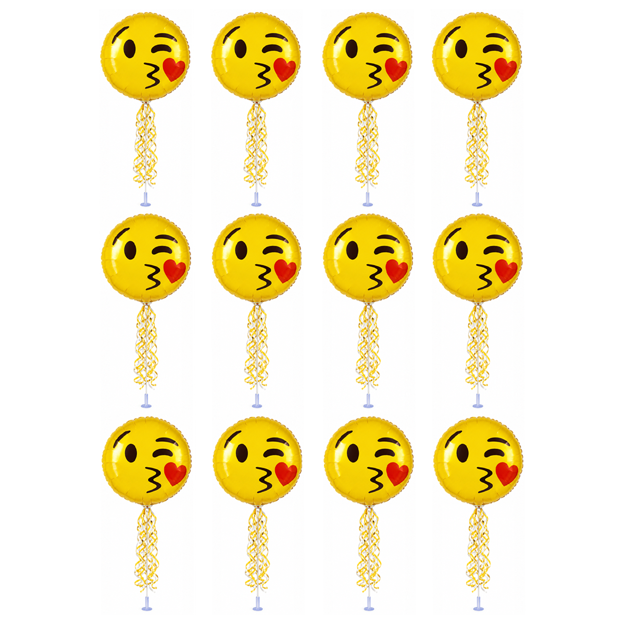 PMU 9 inch Pre-Inflated Emoji and Patriotic Balloons with Stick