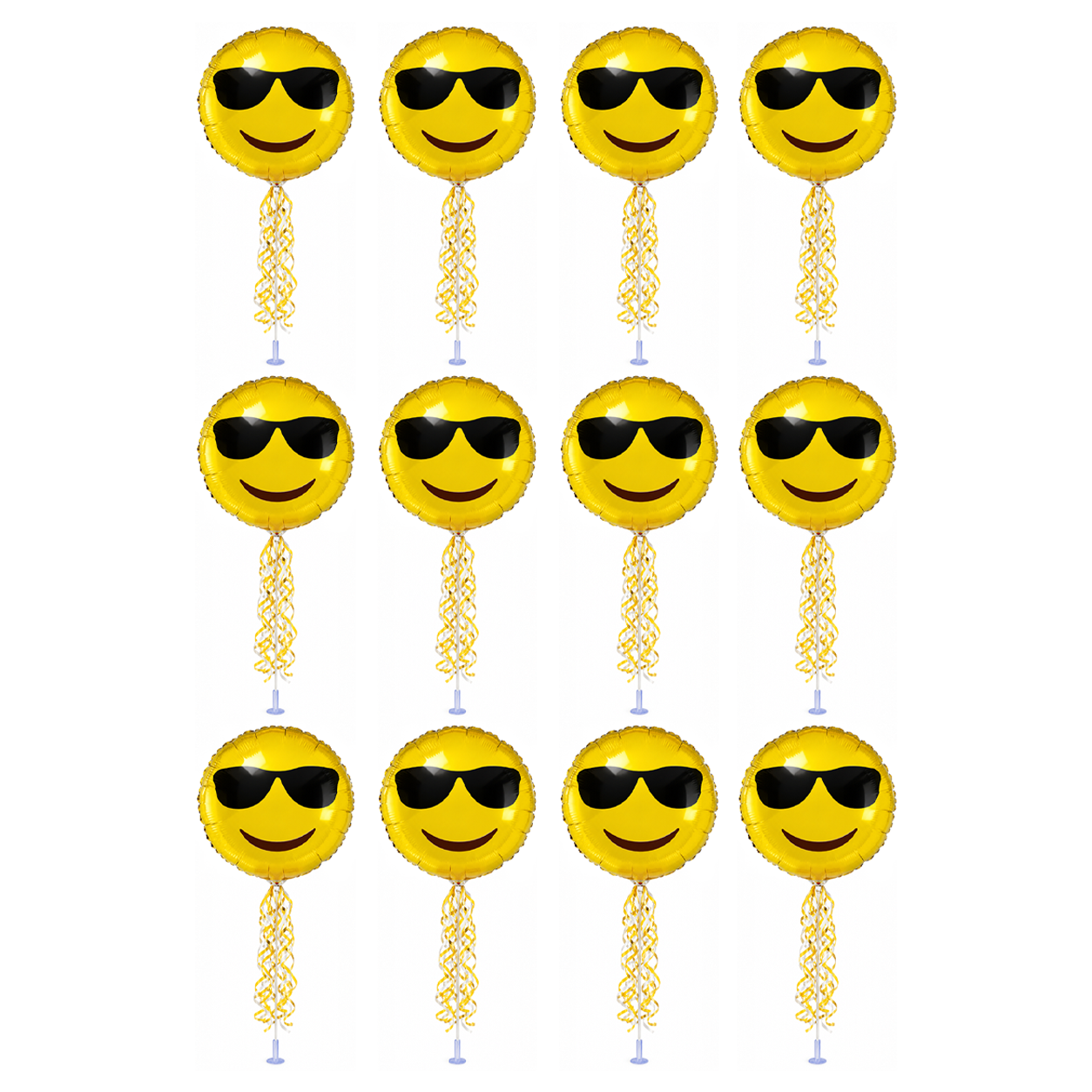 PMU 9 inch Pre-Inflated Emoji and Patriotic Balloons with Stick
