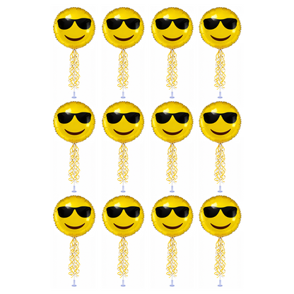 PMU 9 inch Pre-Inflated Emoji and Patriotic Balloons with Stick