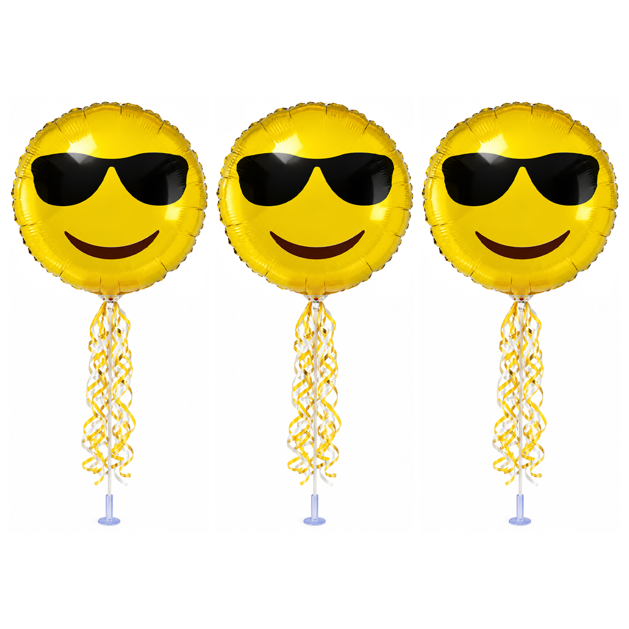 PMU 9 inch Pre-Inflated Emoji and Patriotic Balloons with Stick