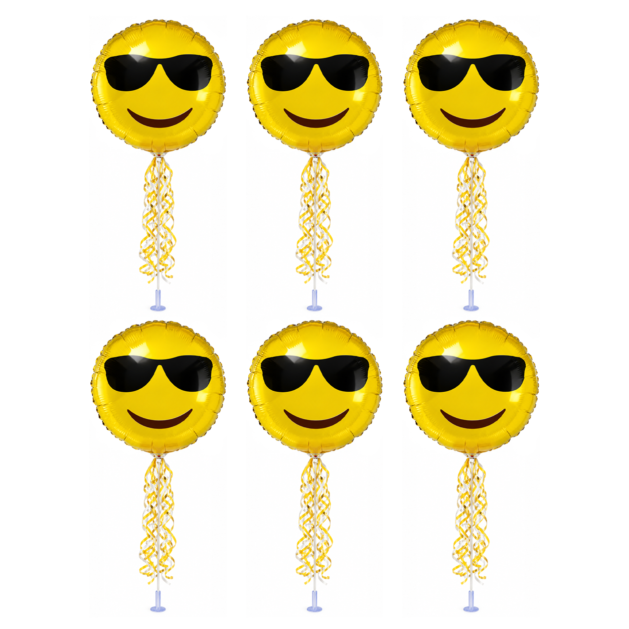 PMU 9 inch Pre-Inflated Emoji and Patriotic Balloons with Stick