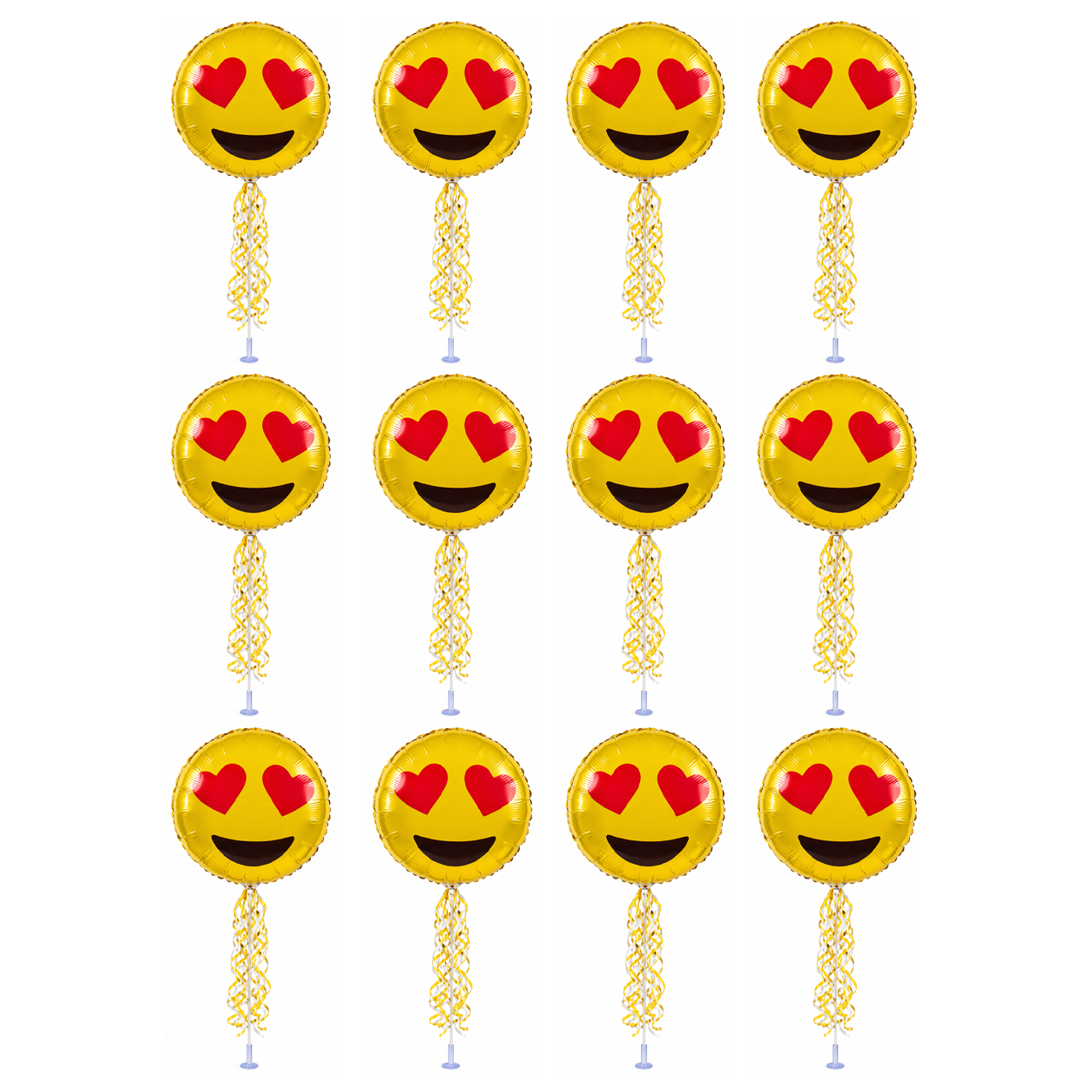 PMU 9 inch Pre-Inflated Emoji and Patriotic Balloons with Stick
