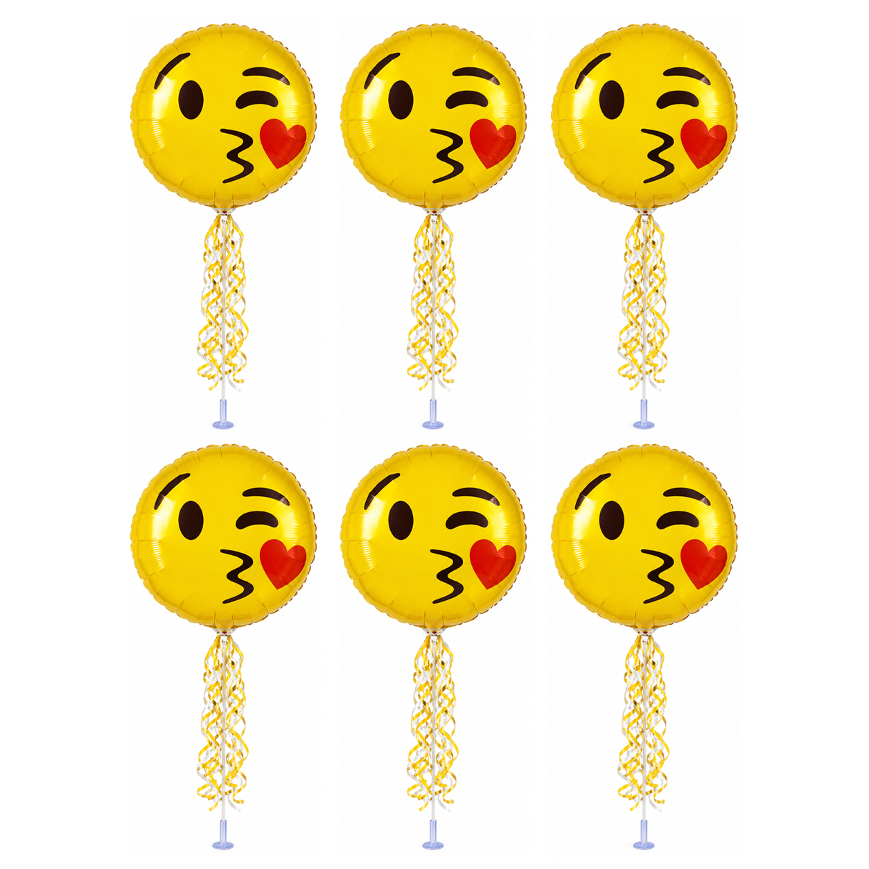 PMU 9 inch Pre-Inflated Emoji and Patriotic Balloons with Stick