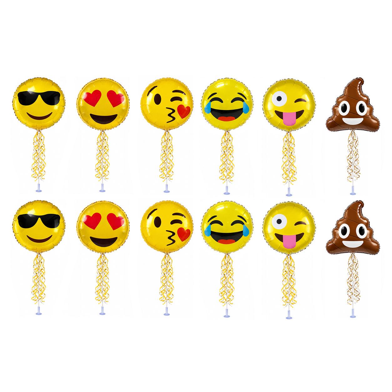 PMU 9 inch Pre-Inflated Emoji and Patriotic Balloons with Stick