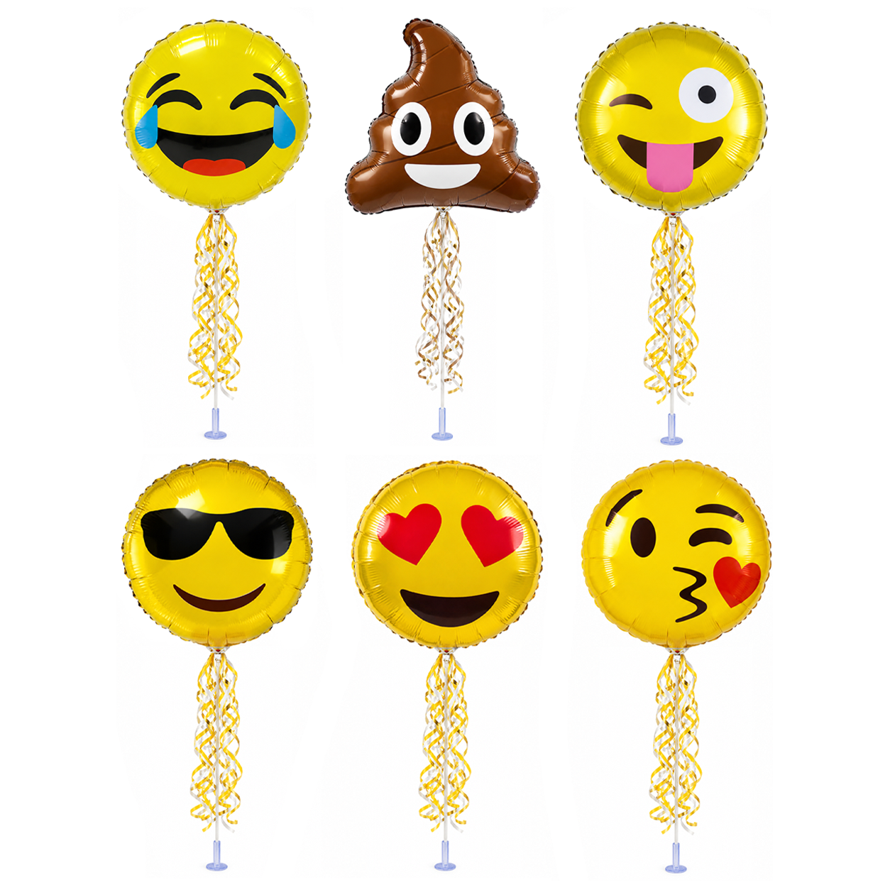 PMU 9 inch Pre-Inflated Emoji and Patriotic Balloons with Stick
