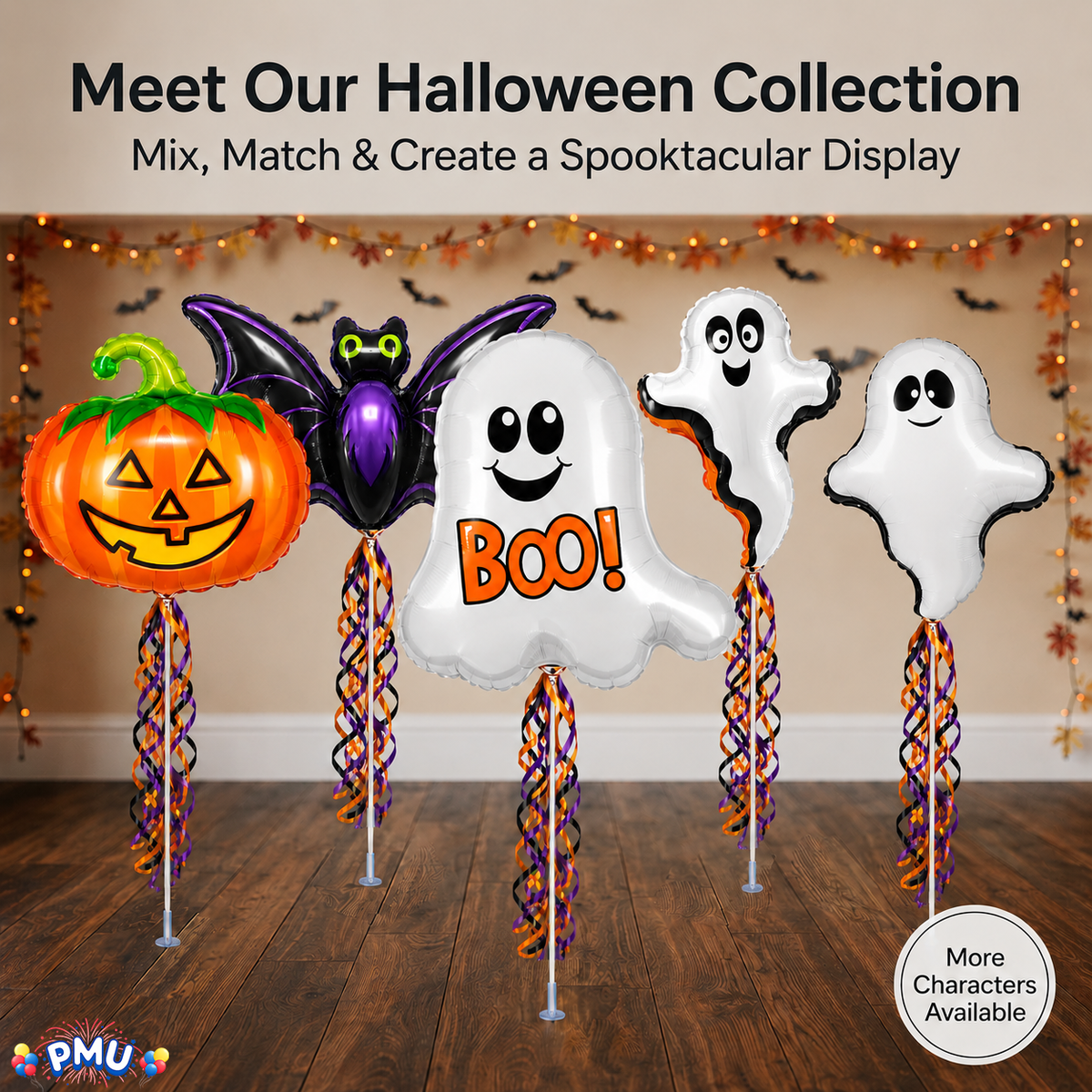 PMU Halloween Balloons 11 Inch Pre-Inflated with Stick