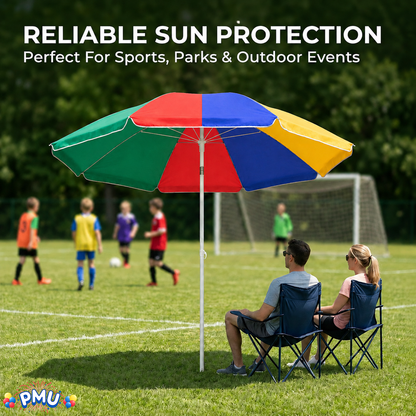 Beach Umbrella 6ft Opens to 72in Multicolor Beach Parasol with Carrying Sleeve