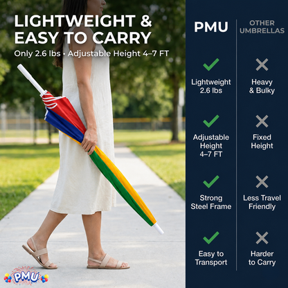 Beach Umbrella 6ft Opens to 72in Multicolor Beach Parasol with Carrying Sleeve
