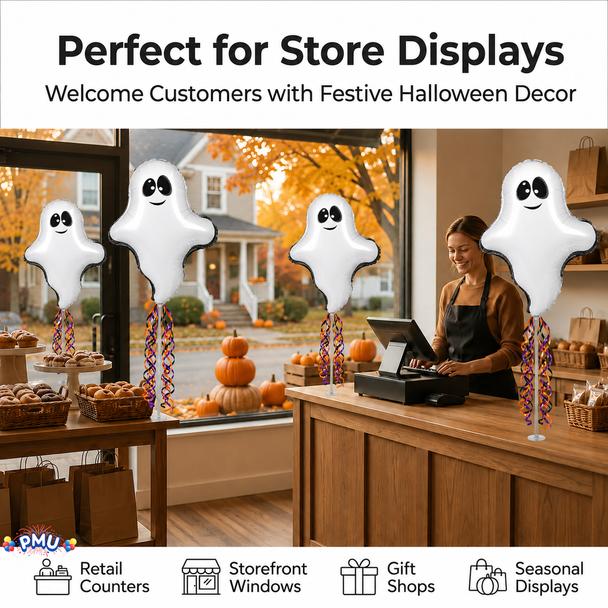 PMU Halloween Balloons 11 Inch Pre-Inflated with Stick