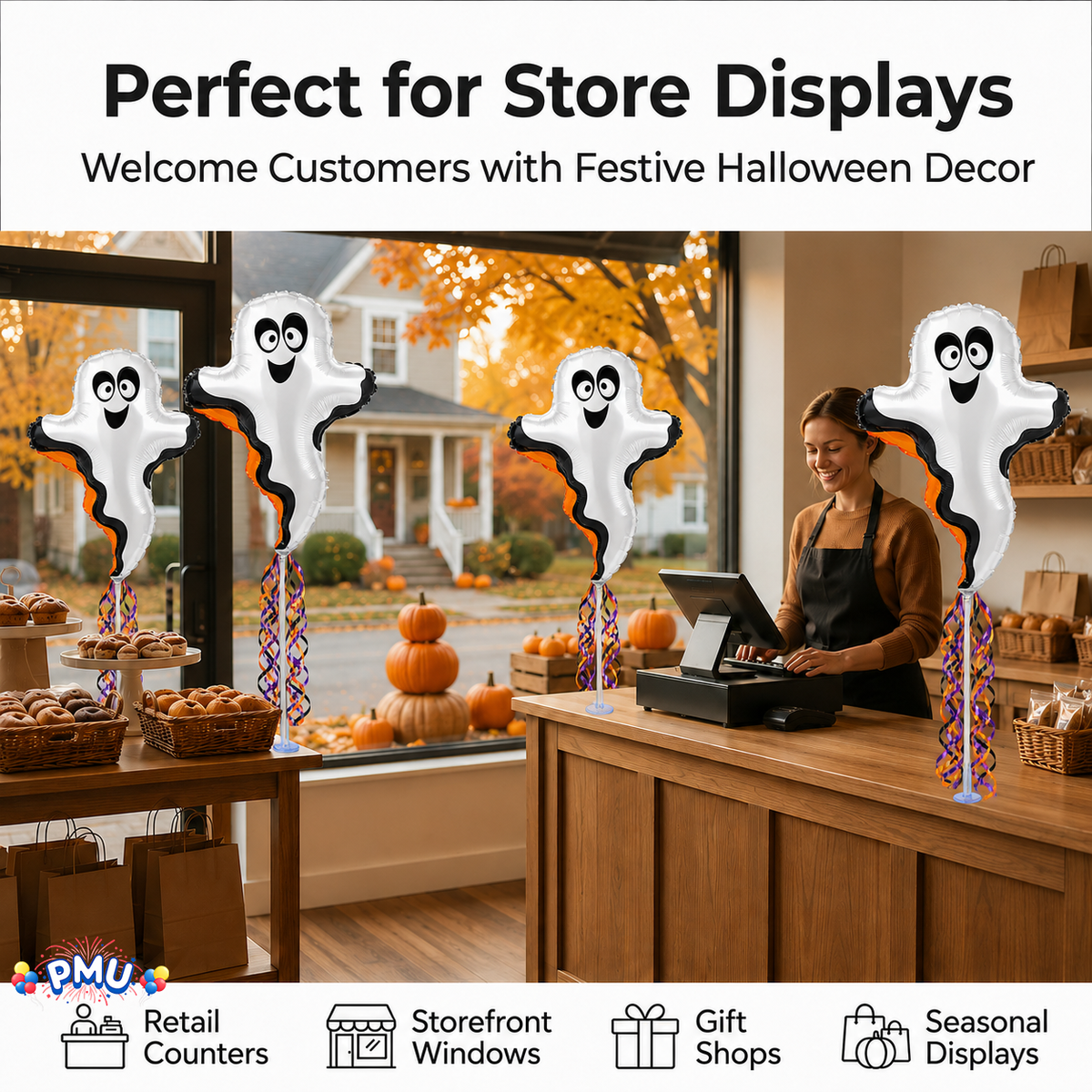 PMU Halloween Balloons 11 Inch Pre-Inflated with Stick