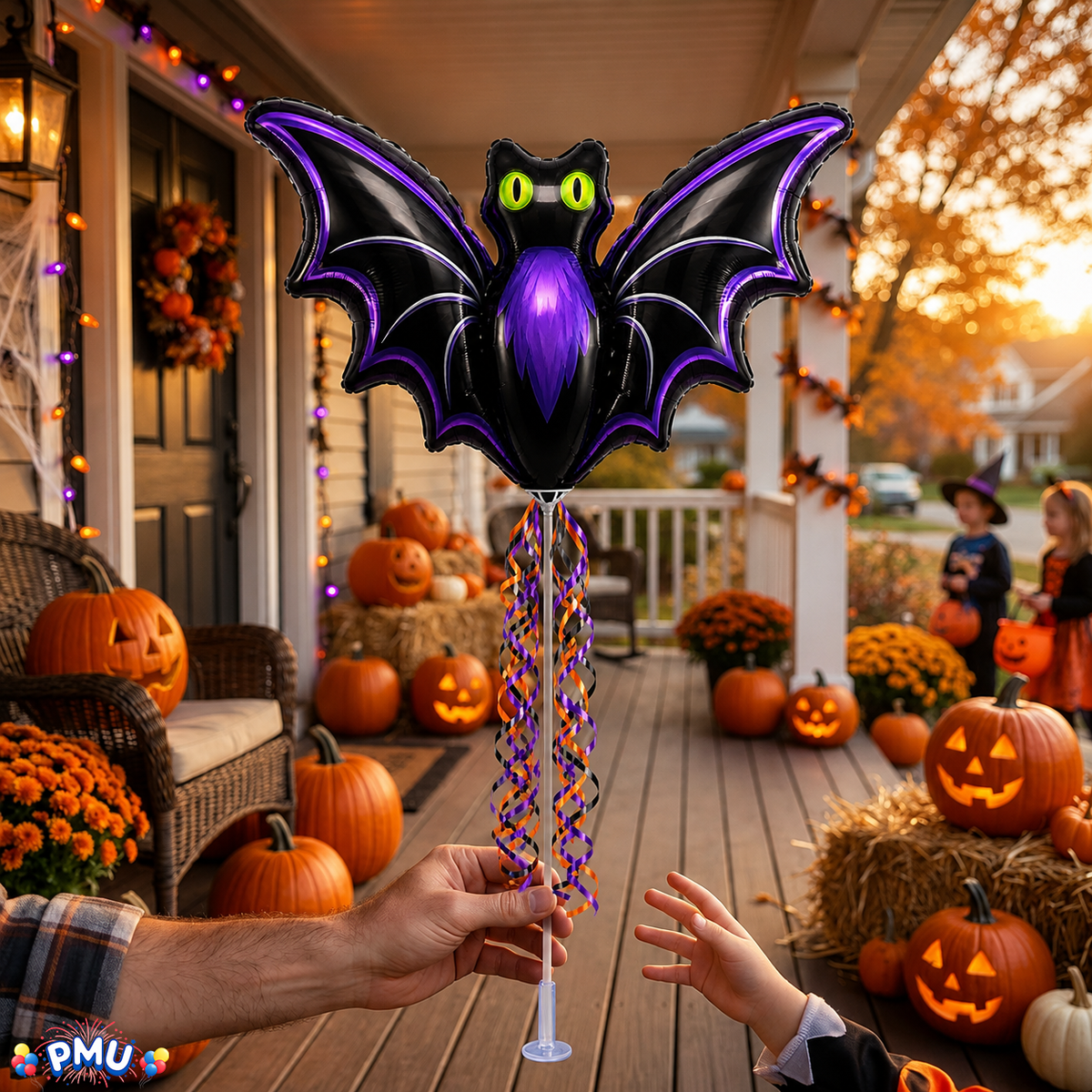 PMU Halloween Balloons 11 Inch Pre-Inflated with Stick