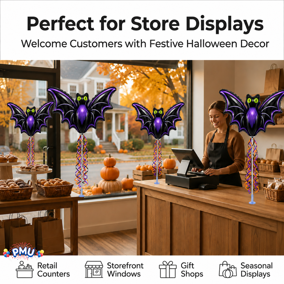 PMU Halloween Balloons 11 Inch Pre-Inflated with Stick