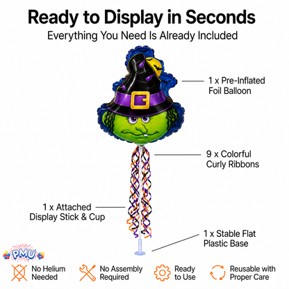 PMU Halloween Balloons 11 Inch Pre-Inflated with Stick