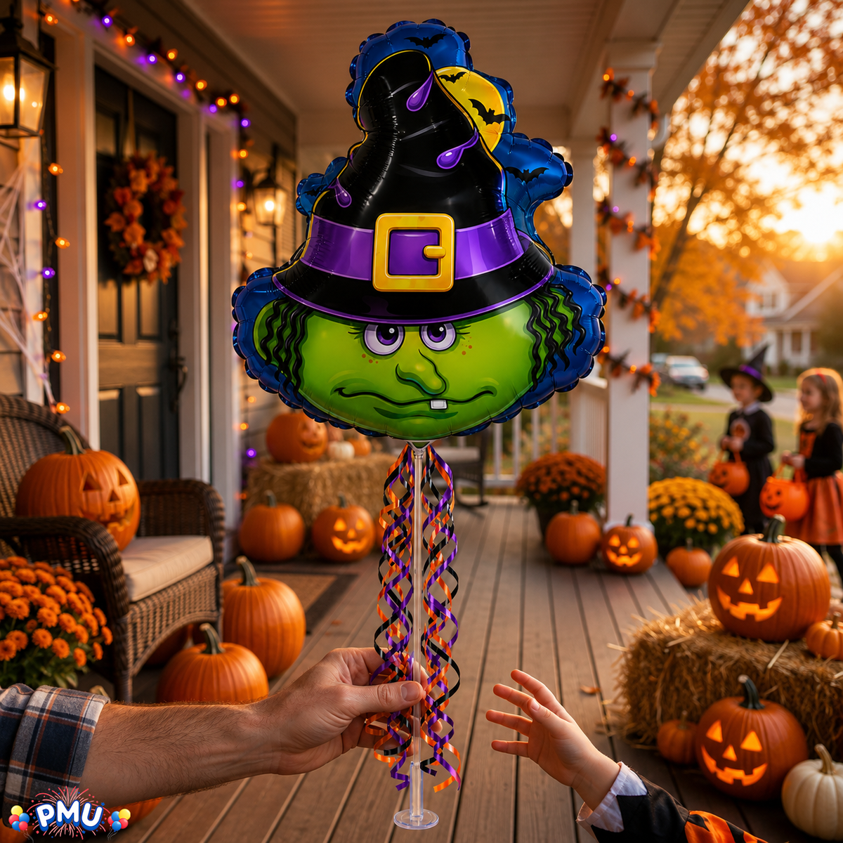 PMU Halloween Balloons 11 Inch Pre-Inflated with Stick