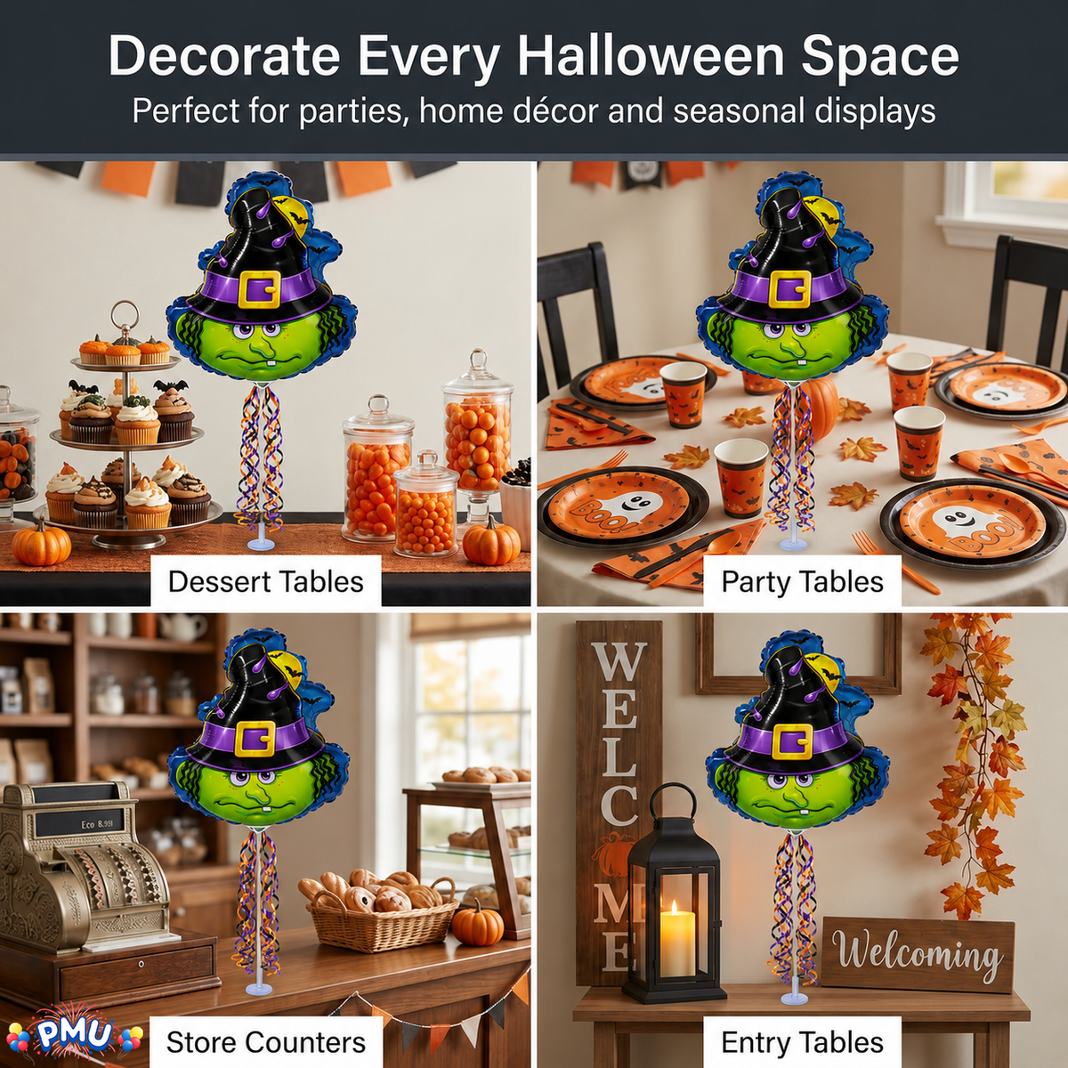 PMU Halloween Balloons 11 Inch Pre-Inflated with Stick