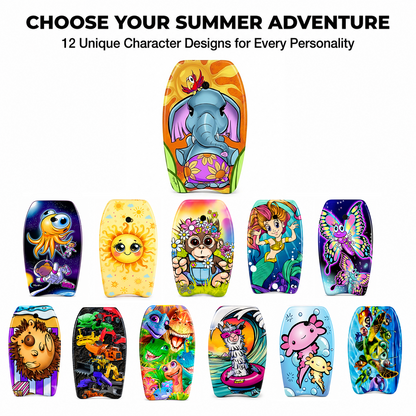 PMU 26 Inch Graphics Printed Bodyboard - Lightweight Wrist Leash Slick Bottom Boogie Board for Beach, Sea & Pool - Surfing Board for Kids, Teens & Adults Wave Conditions  Pkg/1