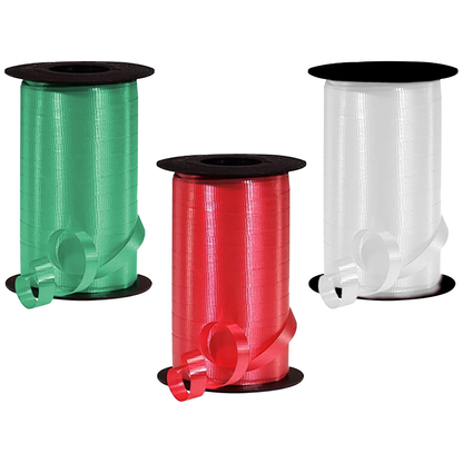PMU Christmas Curling Ribbon Assortment Pack of 3 Rolls Hunter Green, Red & White; Holiday Party Crafts Supplies Decorations, Birthday Party Decorations, Festival Art Craft & Christmas Décor 3/8 Inch X 250 Yards