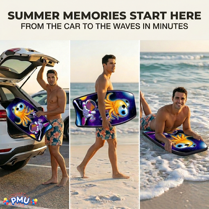 PMU 26 Inch Graphics Printed Bodyboard - Lightweight Wrist Leash Slick Bottom Boogie Board for Beach, Sea & Pool - Surfing Board for Kids, Teens & Adults Wave Conditions  Pkg/1