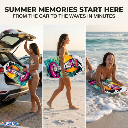 PMU 26 Inch Graphics Printed Bodyboard - Lightweight Wrist Leash Slick Bottom Boogie Board for Beach, Sea & Pool - Surfing Board for Kids, Teens & Adults Wave Conditions  Pkg/1