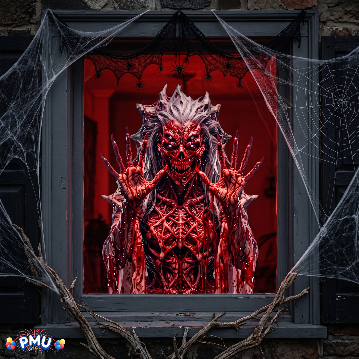 PMU PMU 13 Set Halloween Window Clings, Window Decals, Scary Halloween Decor