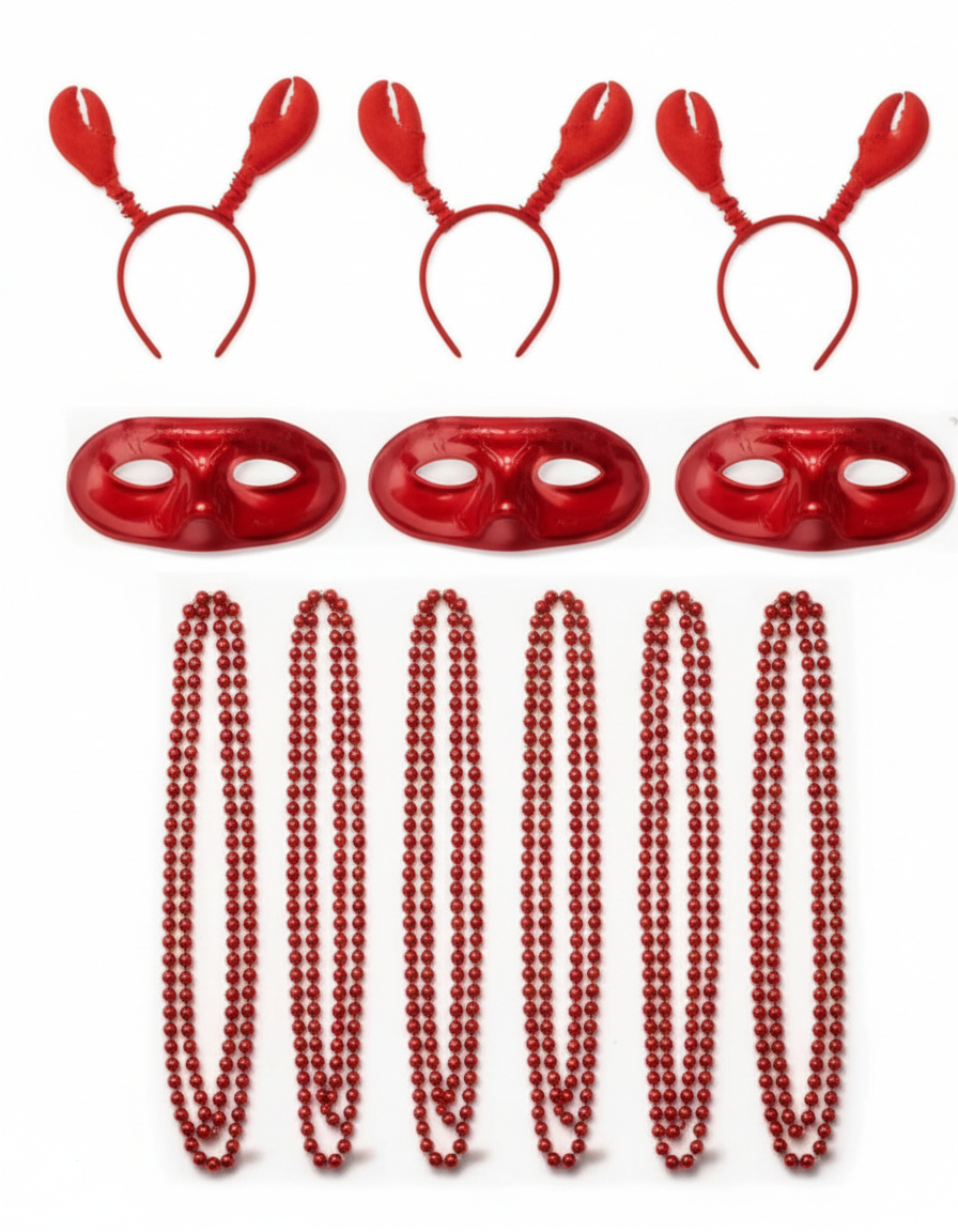 PMU Mardi Gras Party set Headband, Masks & Beads Festive Costume Set for Mardi Gras Themed Party