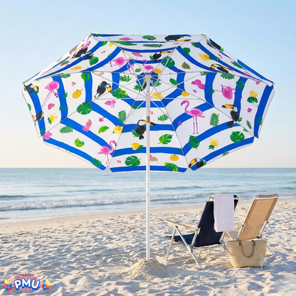 Beach Umbrella 6ft Opens to 72in Multicolor Beach Parasol with Carrying Sleeve