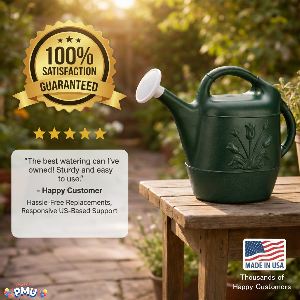 PMU 2 Gallon Watering Can - Garden Watering Can for Indoor & Outdoor Plants - Plastic Water Can with Detachable Sprinkler Head - Large Water Pot, Made in USA