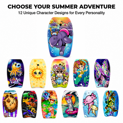 PMU 26 Inch Graphics Printed Bodyboard - Lightweight Wrist Leash Slick Bottom Boogie Board for Beach, Sea & Pool - Surfing Board for Kids, Teens & Adults Wave Conditions  Pkg/1