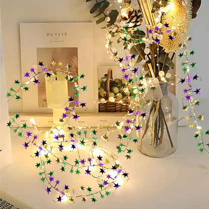 PMU Star Wire Shiny - Garland Halloween, Christmas Party, Wedding, Birthday, Festive Home Decoration Ornament 25ft Tinsel
