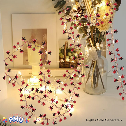 PMU Star Wire Shiny - Garland Halloween, Christmas Party, Wedding, Birthday, Festive Home Decoration Ornament 25ft Tinsel