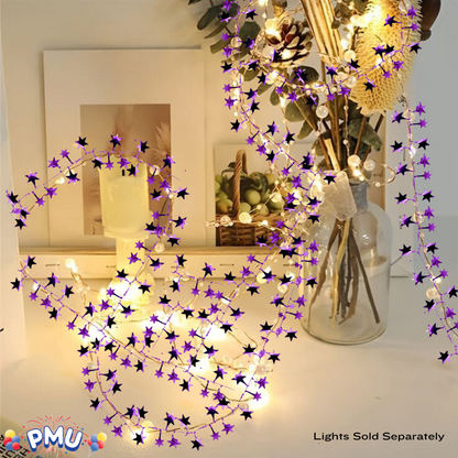PMU Star Wire Shiny - Garland Halloween, Christmas Party, Wedding, Birthday, Festive Home Decoration Ornament 25ft Tinsel