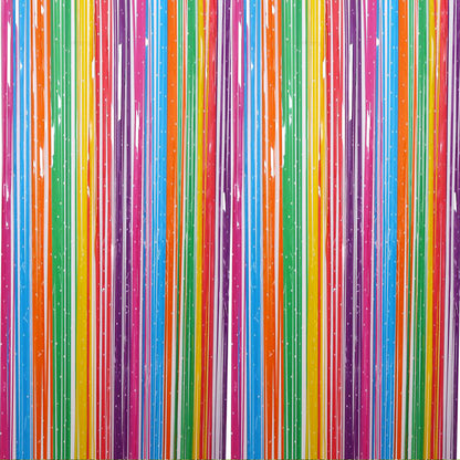 PMU Metallic Fringe Curtains | Metallic Foil Fringe Backdrop Curtains | Fringe Backdrop for Graduation, Birthday Party Decorations, Baby Shower, Disco Party |3ft x 8ft