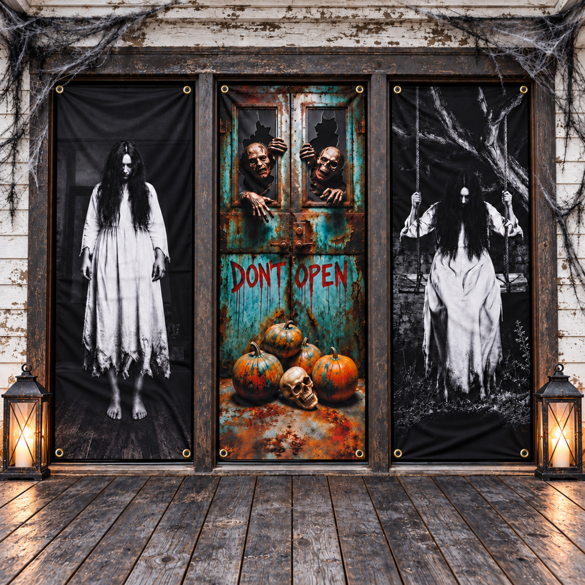 PMU 3 Pcs Halloween Door Cover, High-Definition Door Cover Halloween Decor