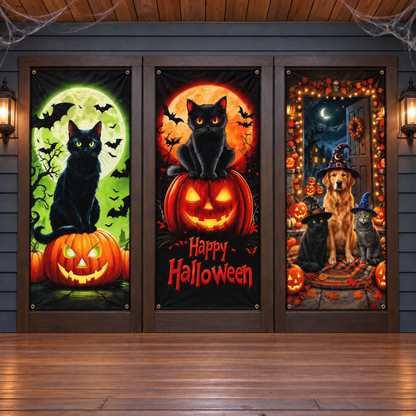 PMU 3 Pcs Halloween Door Cover, High-Definition Door Cover Halloween Decor