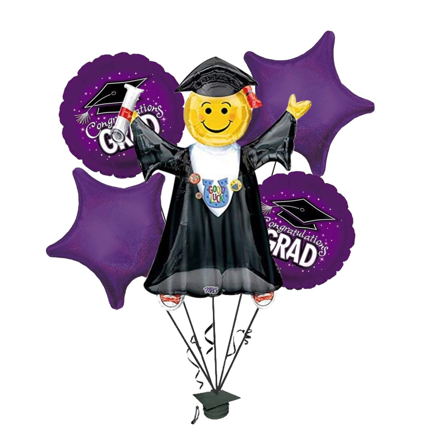 PMU Graduation Jumping Smiley Grad Balloon Bouquet (5/Pkg) Pkg/1