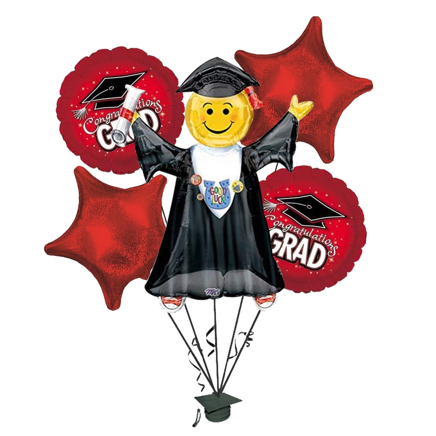 PMU Graduation Jumping Smiley Grad Balloon Bouquet (5/Pkg) Pkg/1