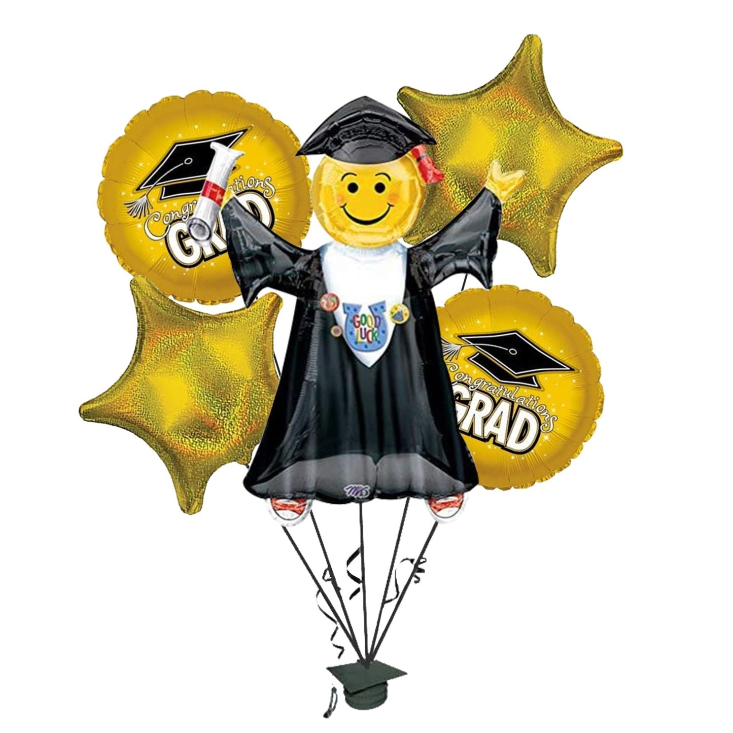 PMU Graduation Jumping Smiley Grad Balloon Bouquet (5/Pkg) Pkg/1