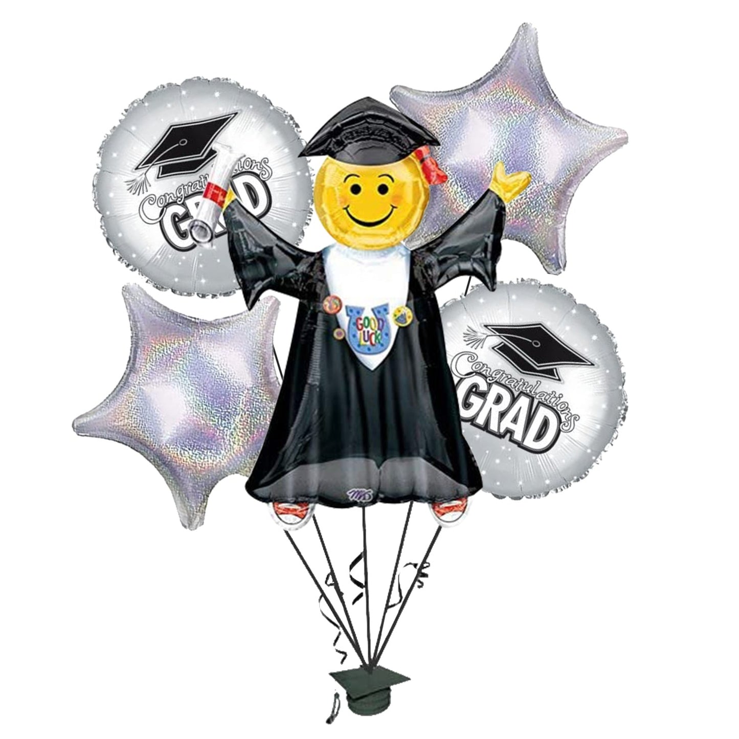 PMU Graduation Jumping Smiley Grad Balloon Bouquet (5/Pkg) Pkg/1