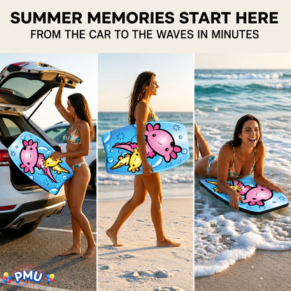 PMU 26 Inch Graphics Printed Bodyboard - Lightweight Wrist Leash Slick Bottom Boogie Board for Beach, Sea & Pool - Surfing Board for Kids, Teens & Adults Wave Conditions  Pkg/1