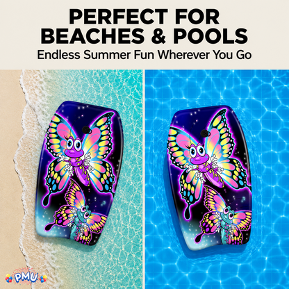 PMU 26 Inch Graphics Printed Bodyboard - Lightweight Wrist Leash Slick Bottom Boogie Board for Beach, Sea & Pool - Surfing Board for Kids, Teens & Adults Wave Conditions  Pkg/1