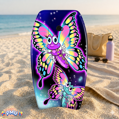 PMU 26 Inch Graphics Printed Bodyboard - Lightweight Wrist Leash Slick Bottom Boogie Board for Beach, Sea & Pool - Surfing Board for Kids, Teens & Adults Wave Conditions  Pkg/1
