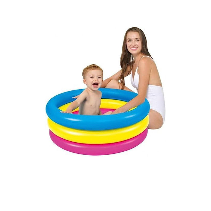 PMU Inflatable Kiddy Pool 3-Ring 30 Inch Triple Ring Children's Summer Swimming Pool for Kids and Toddlers, Great for Backyard, Garden, Outdoor Water Game Play Pkg/1