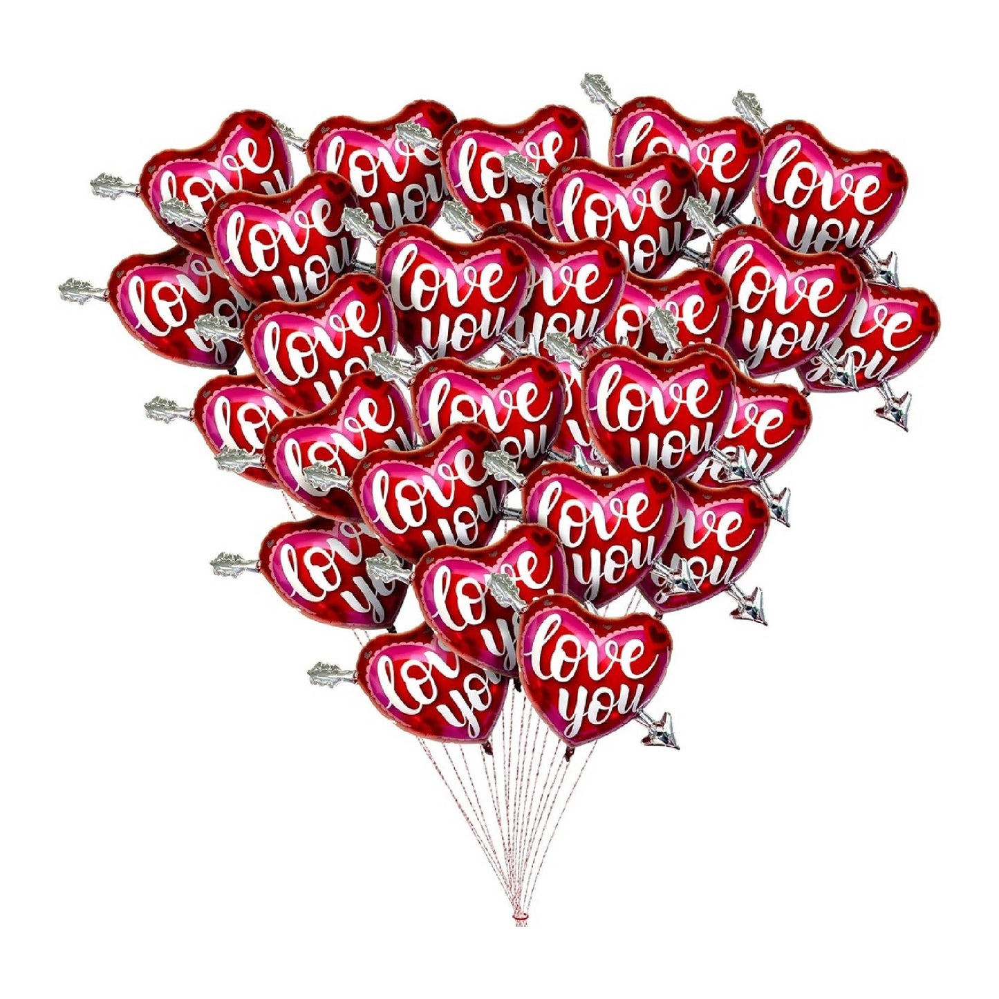 PMU Heart Shaped Happy Valentine's Day Balloons 18-Inch Mylar Idea Gift for Him or Her & Valentine Party Decorations