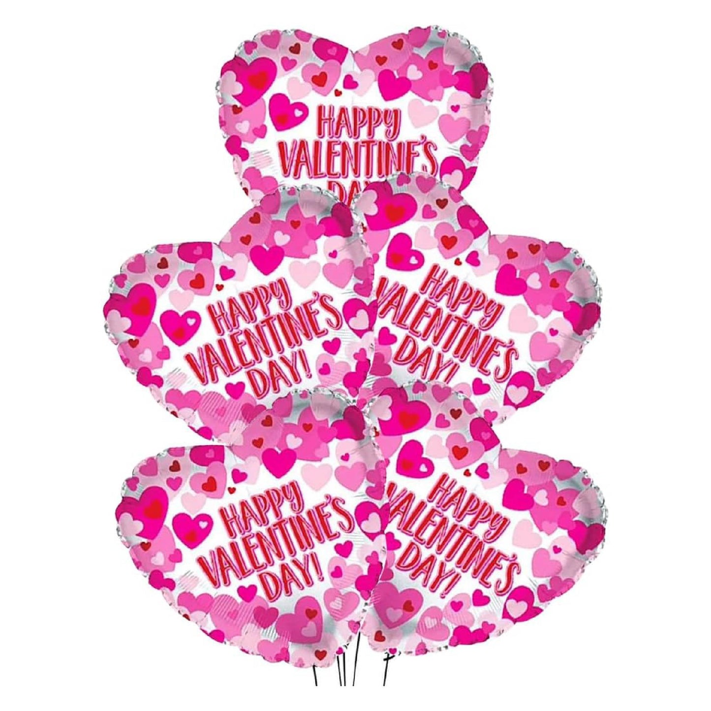 PMU Heart Shaped Happy Valentine's Day Balloons 18-Inch Mylar Idea Gift for Him or Her & Valentine Party Decorations