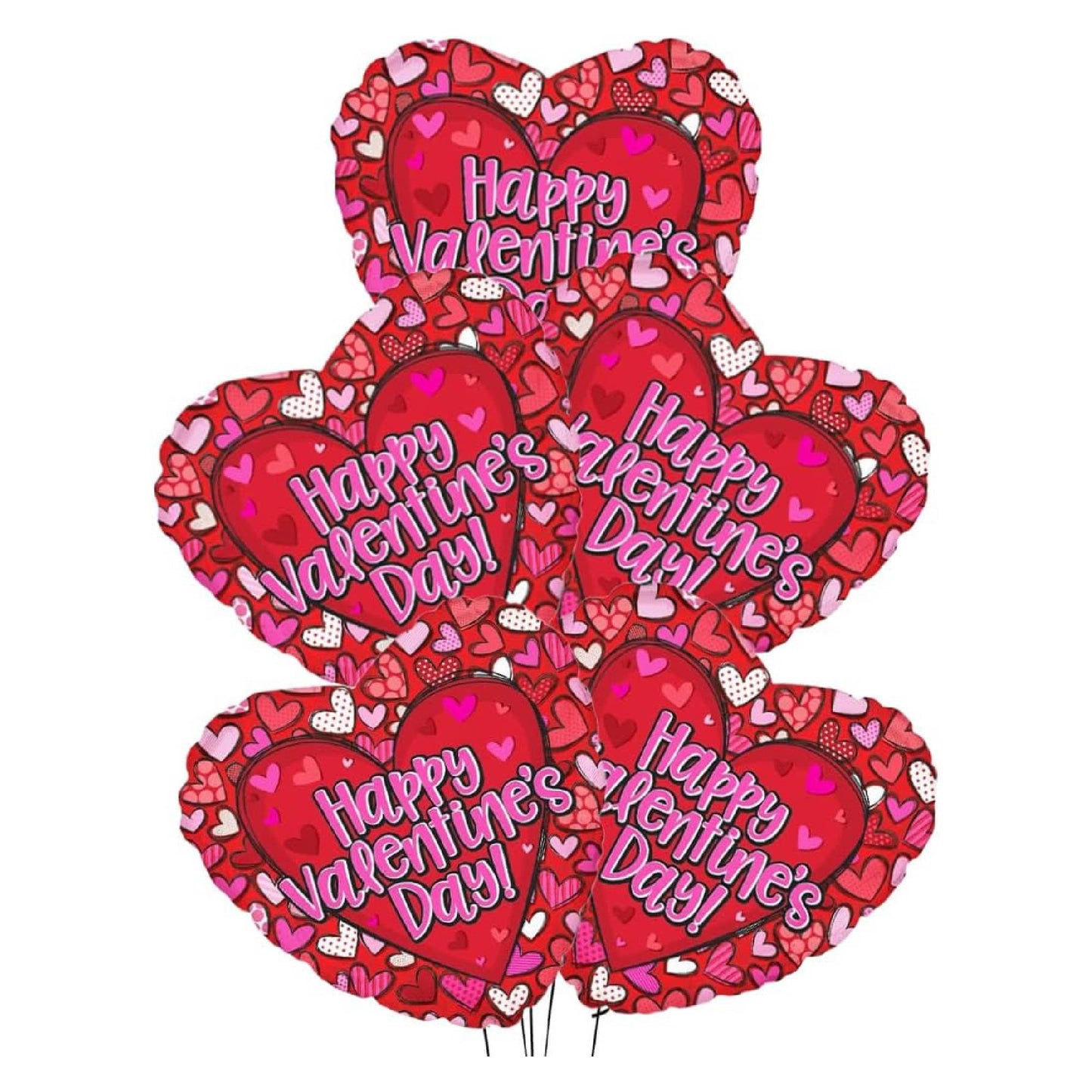 PMU Heart Shaped Happy Valentine's Day Balloons 18-Inch Mylar Idea Gift for Him or Her & Valentine Party Decorations